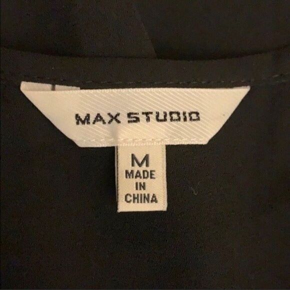 Max Studio Sheer Black Long Sleeve Tunic Top Size Medium - Picture 3 of 11